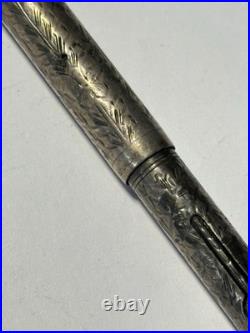 Vintage Waterman 452 1/2 V Sterling Silver Fountain Pen Monogrammed'L S