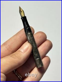 Vintage Waterman 452 1/2 V Sterling Silver Fountain Pen Monogrammed'L S