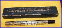 Vintage Waterman 452 Sterling Silver Etched Fountain Pen Flex NIb Box