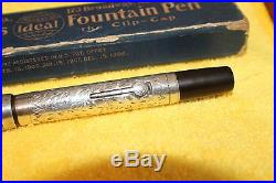 Vintage Waterman 452 Sterling Silver Etched Fountain Pen Flex NIb Box