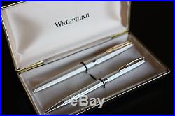 Vintage Waterman CF Fountain & Ballpoint Pens Sterling Silver, Hallmarked, Box