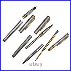 Vintage Waterman Gentleman Sterling Silver Fountain Pen Ballpoint Rollerball Set