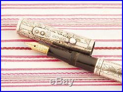 Vintage Waterman Ideal 452 Sterling Silver Overlay Etched Floral Fountain Pen