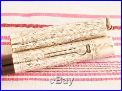 Vintage Waterman's Ideal Sterling Silver Overlay Floral Etched Vine Fountain Pen