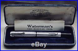 Vintage Watermans Gothic Sterling Silver Overlay Fountain Pen 14k Gold Nib
