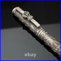 Vintage style Design Luxury Writing Instrument Fountain Pen 925 Sterling Silver