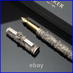Vintage style Design Luxury Writing Instrument Fountain Pen 925 Sterling Silver
