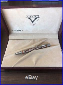 Visconti 925 Sterling Silver Skeleton Ballpoint Pen And Fountain Pen Orange Box
