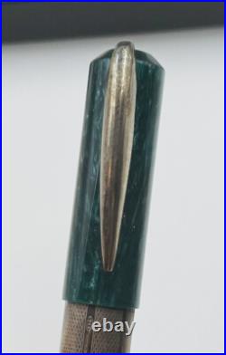 Visconti Rinascimento Green Star Dust Sterling Silver 14k Nib Fountain Pen