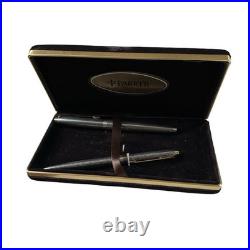 Vtg 1970s Parker 75 Cisele Sterling Silver Fountain Pen Pencil Set 14K Nib Boxed