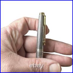 Vtg 1970s Parker 75 Cisele Sterling Silver Fountain Pen Pencil Set 14K Nib Boxed