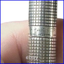 Vtg 1970s Parker 75 Cisele Sterling Silver Fountain Pen Pencil Set 14K Nib Boxed