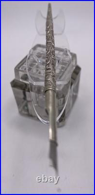 Vtg. 925 Sterling Silver Repousse Dip Pen 6.5 w Warranted M Nib, 9.3g