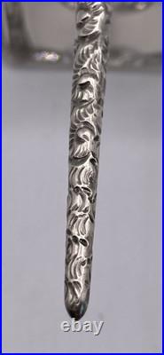 Vtg. 925 Sterling Silver Repousse Dip Pen 6.5 w Warranted M Nib, 9.3g
