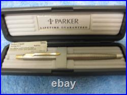 Vtg CLASSIC PARKER STERLING SILVER BALLPOINT PEN USA + Fisher gold refill Mint