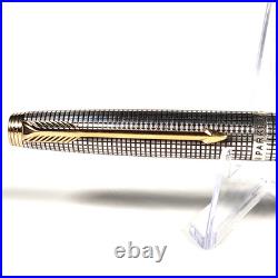 Vtg Parker 75 Cisele Sterling Silver Fountain Pen 18K M Nib Ballpoint Pencil Set