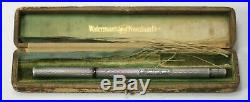 WATERMAN 402 Sterling Silver Fountain Pen BARLEY UK Overlay Near Mint Boxed