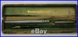 WATERMAN 402 Sterling Silver Fountain Pen BARLEY UK Overlay Near Mint Boxed
