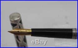 WATERMAN 414 Fountain Pen Eyedropper Sterling Silver Filigree Overlay #4 Nib