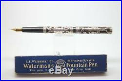WATERMAN 416 Fountain Pen Sterling Silver Filigree Overlay #6 Wet Noodle Nib