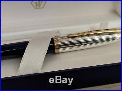 WATERMAN Carene Navy Blue and Sterling Silver Cap Fountain Pen, EXCELLENT