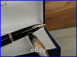 WATERMAN Carene Navy Blue and Sterling Silver Cap Fountain Pen, EXCELLENT