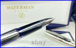 WATERMAN EDSON Sterling Silver Limited Edition Fountain Pen 18K Fine Nib NEW