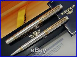 WATERMAN Man 100 Smooth Satin Solid Sterling Silver Fountain Pen & Ballpoint Pen
