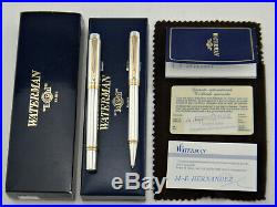 WATERMAN Man 100 Smooth Satin Solid Sterling Silver Fountain Pen & Ballpoint Pen