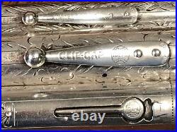 WATERMAN's #454 Sterling Silver FTN Pen & Pencil Set 14K Gold NIB IDEAL