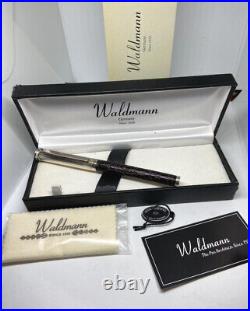 Waldmann Baron Croco model Silver&Leather wrap Ballpoint Pen wz/Box Mint F/S