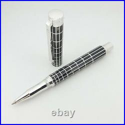 Waldmann Sterling Silver Xetra Black Lacquer and Squares Design Roller Pen