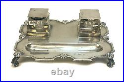 Walker & Hall Birmingham Sterling SIlver and Glass Inkwell Pen Tray, 1931 #76843