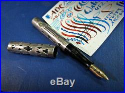 Waterman 2.0mm Easy Flex Gold Nib 452 1/2V Sterling Silver Fountain Pen vtg 52