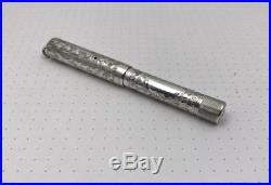 Waterman 452 1/2V Fountain Pen Sterling Silver Pansy Panel Gold Flexible Nib
