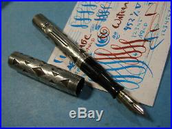 Waterman 452 1/2V Sterling Silver Flex 14K Gold Nib Fountain Pen 1920s vtg 52