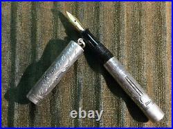 Waterman 452 1/2V sterling overlay ring top pen in HAND ENGRAVED VINE