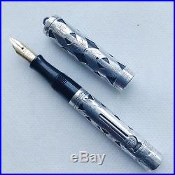 Waterman 452 1/2V with Sterling Silver Overlay 14k Super Flexible Fine Nib