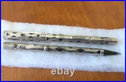 Waterman 452 1/2 Sterling Silver Overlay Fountain Pen & Pencil Set Vintage