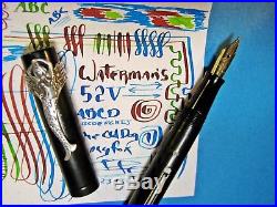 Waterman 52V Flex Nib Sterling Silver MERMAID Clip Fountain Pen FLexible 52 vtg