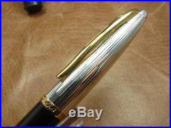 Waterman Carene Deluxe Sterling Silver Plate Cap Fountain Pen 18k B Nib New /box