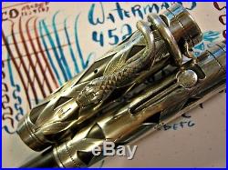 Waterman FLex 452 SNAKE Sterling Silver Pen & Clip Fountain Pen vtg flexible 52