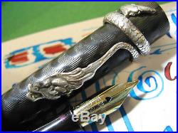 Waterman Flex Nib Sterling Silver Dragon Clip 52 1/2 Fountain Pen vtg Flexible