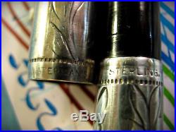 Waterman Flex XF Nib 412 1/2 PSF Sterling Silver Pansy Panel Fountain Pen vtg 52