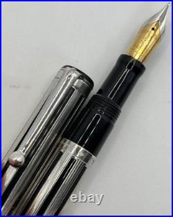 Waterman L'Etalon Night & Day Fountain Pen Sterling Silver & Black Lacquer 18K