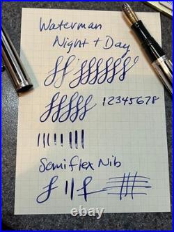 Waterman L'Etalon Night & Day Fountain Pen Sterling Silver & Black Lacquer 18K