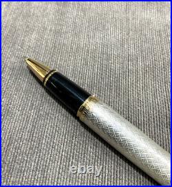 Waterman L`Etalon Rollerball Pen Sterling Silver & Gold Trim Guilloche Pattern