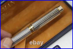 Waterman Limited Edition Le Man Fountain Pen Sterling Silver Broad Pt New In Box