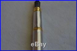 Waterman Solid Sterling Silver Gentleman Fountain Pen 18k Gold Nib Ideal Striped