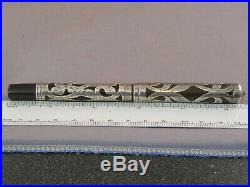Waterman Vintage 412 Sterling Silver Overlay Eyedropper Pen-flexible fine